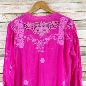 💕Johnny Was Embroidered Eyelet Tie Front Top Size Large